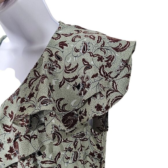 Ivy City Paisley Print Sleeveless Ruffled V-Neck Jumpsuit Wide Leg Women's Small - Picture 7 of 16